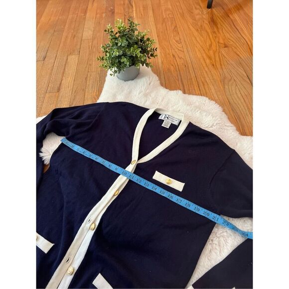 Vintage Norton Studio Navy & White Gold Buttoned Cardigan S - Picture 8 of 8